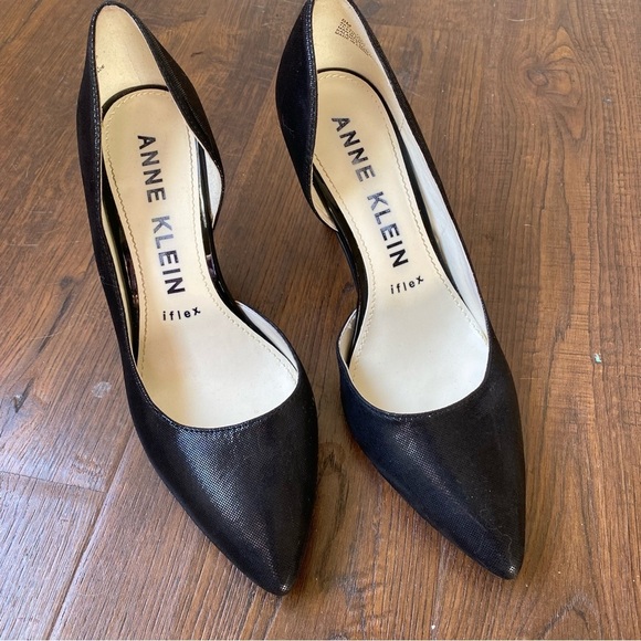 Anne Klein iflex Yolden Black Open Inner Side Pointy Toe Heels Pumps SZ 8 - Picture 14 of 14